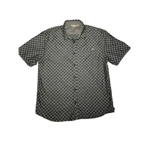 Vans Men's 2XL Gray and Checkered Long Sleeve Button-Up Shirt Casual